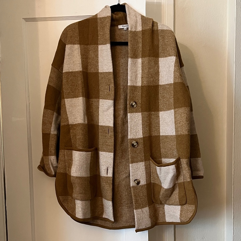 Madewell Mustard & Cream Checked Merino Shacket
